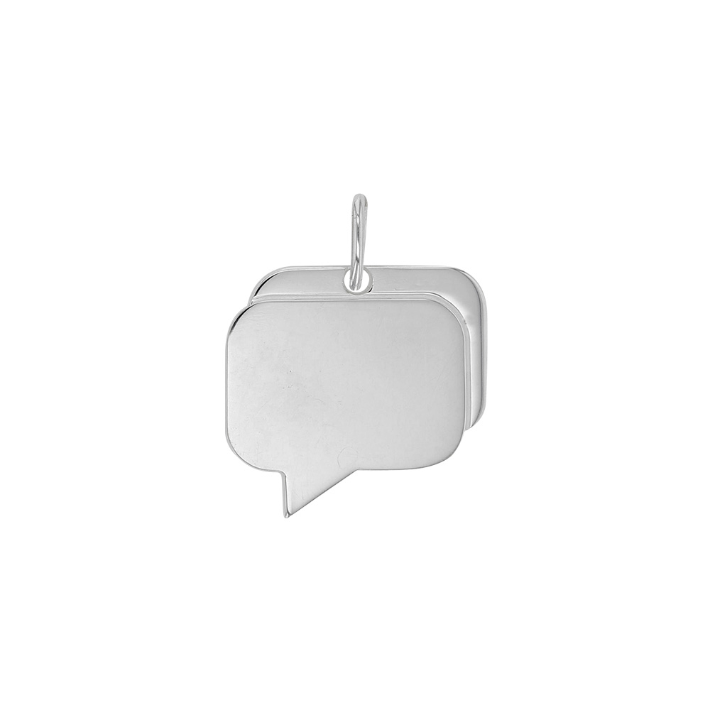 Grand pendentif en Argent 925/1000 avec double bulle rectangulaire neutre