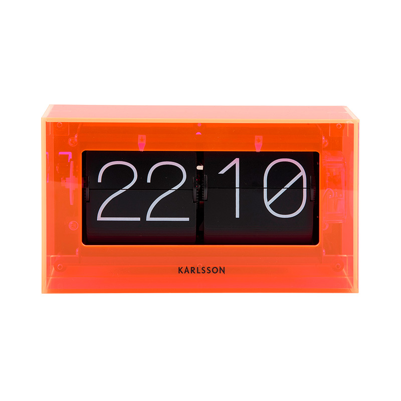 Horloge de table orange en acrylique