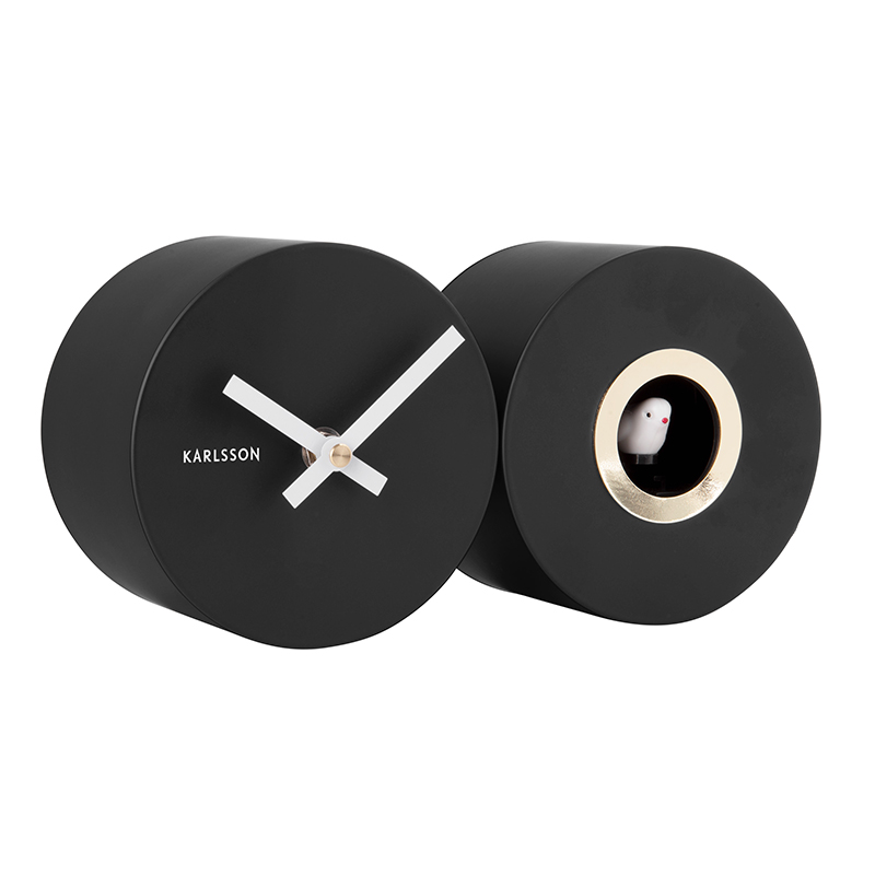 Horloge-duo murale avec coucou métal gris clair