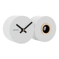 Horloge-duo murale avec coucou métal gris clair