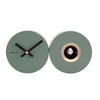 Horloge-duo murale avec coucou métal gris clair