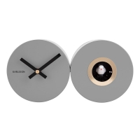 Horloge-duo murale avec coucou métal gris clair