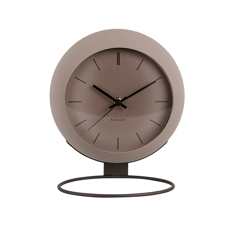 Horloge en forme de globe Nirvana grand modèle gris foncé à poser, pied métal rond