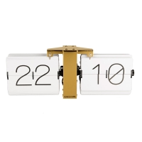 Horloge Flip blanche et en acier doré
