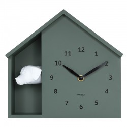 Horloge murale/à poser forme de maison noire avec tête de chien blanc
