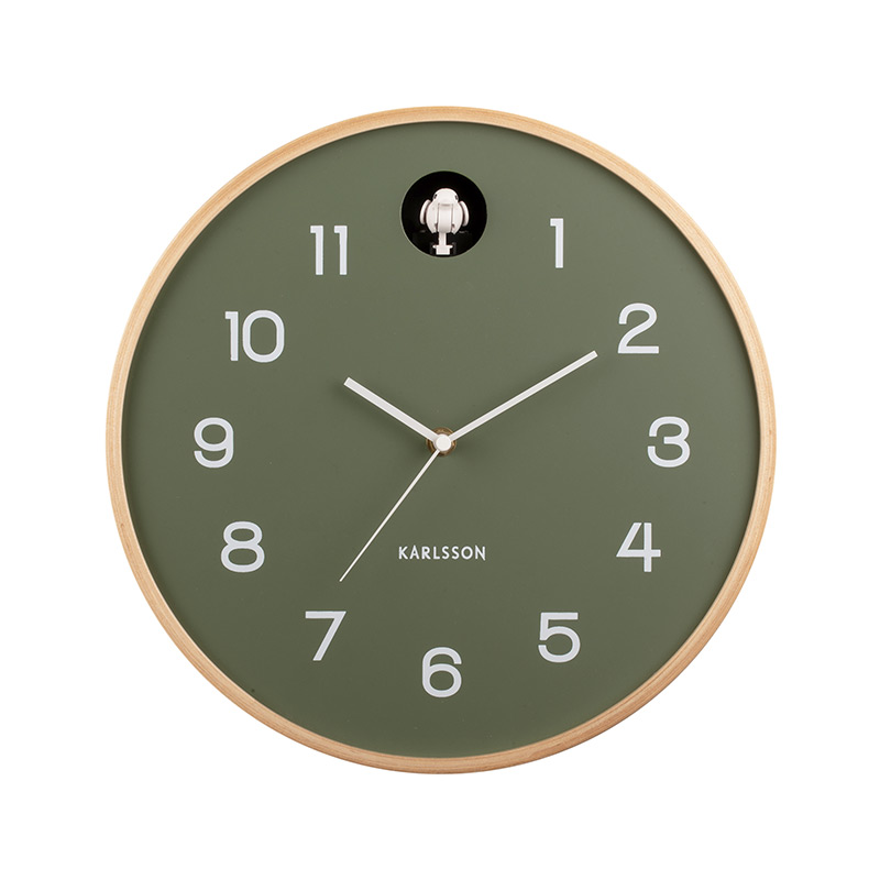 Horloge murale au bois de bouleau blanc, avec coucou