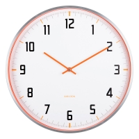Horloge murale bleue, cadran blanc et aiguilles bleues