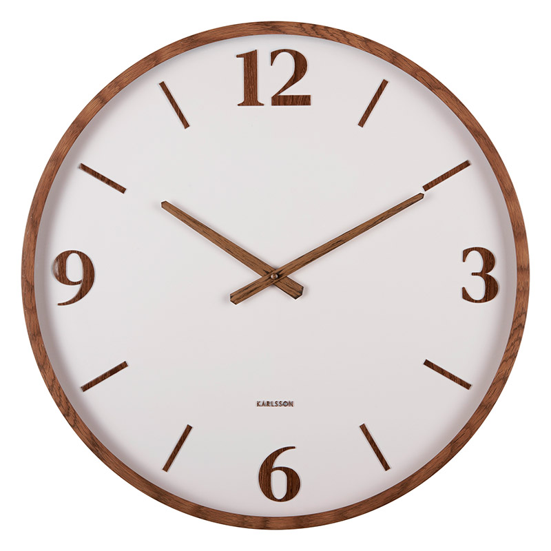 Horloge murale couleur bois et cadran vert pâle