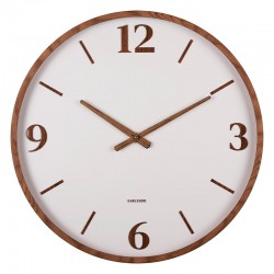 Horloge murale couleur bois et cadran vert pâle