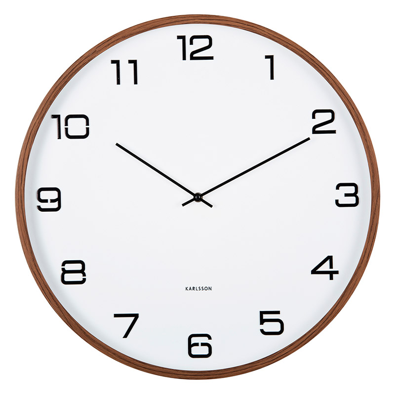 Horloge murale couleur bois foncé et cadran blanc