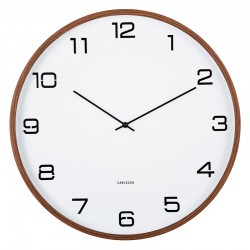 Horloge murale couleur bois foncé et cadran blanc