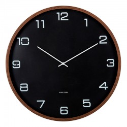 Horloge murale couleur bois foncé et cadran blanc