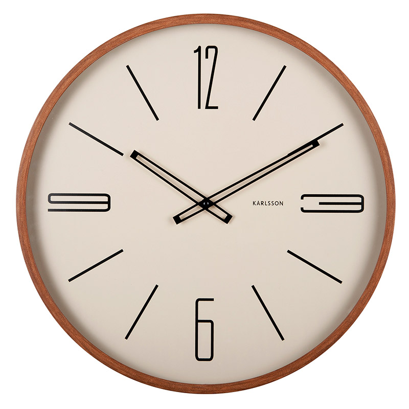 Horloge murale couleur bois foncé et cadran vert jungle