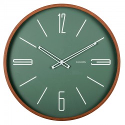 Horloge murale couleur bois foncé et cadran vert jungle