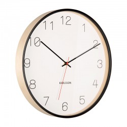 Horloge murale en bois de bouleau naturel avec contour noir