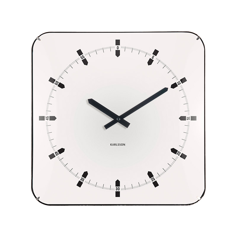 Horloge murale forme carré en noir, coins arrondis