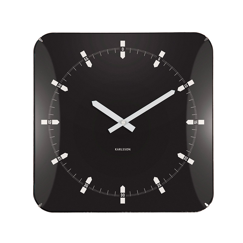 Horloge murale forme carré en noir, coins arrondis