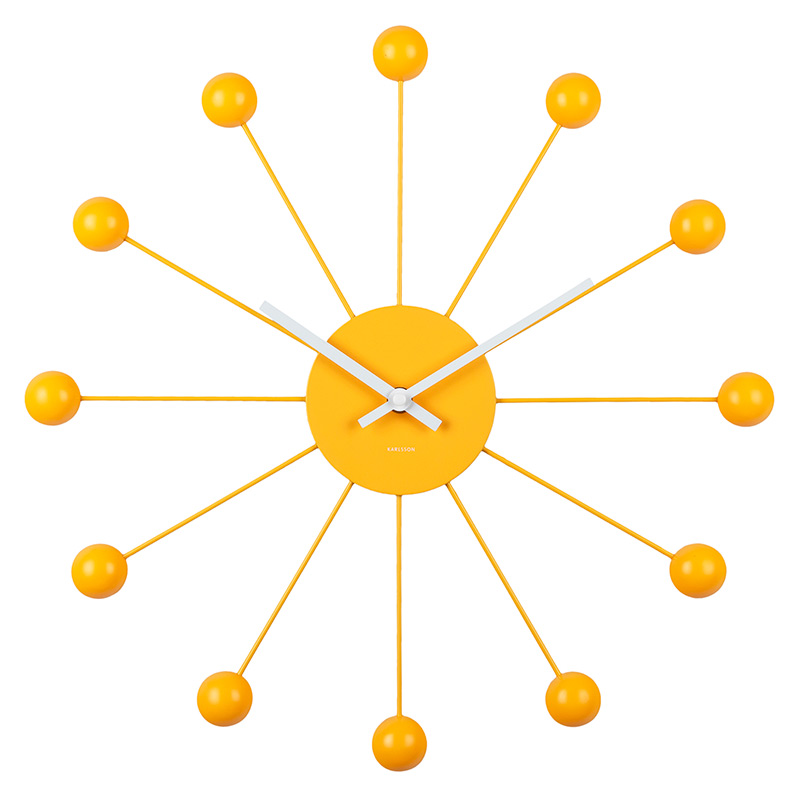 Horloge murale métal jaune avec branches et bout ronds