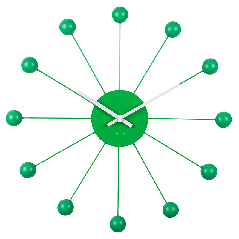 Horloge murale métal jaune avec branches et bout ronds