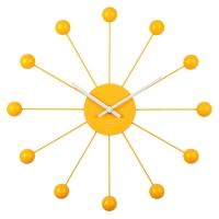 Horloge murale métal jaune avec branches et bout ronds