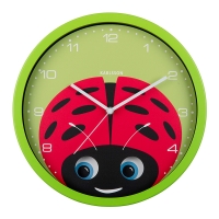 Horloge murale métal vert coccinelle rouge avec les yeux mobiles