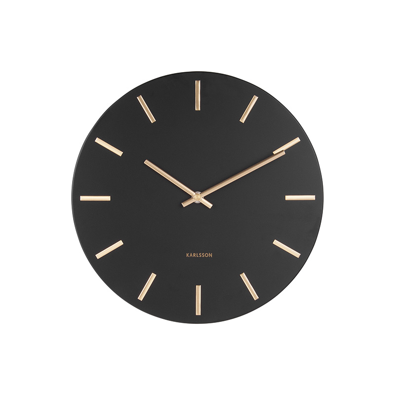 Horloge murale modèle métal blanc, aiguilles dorées
