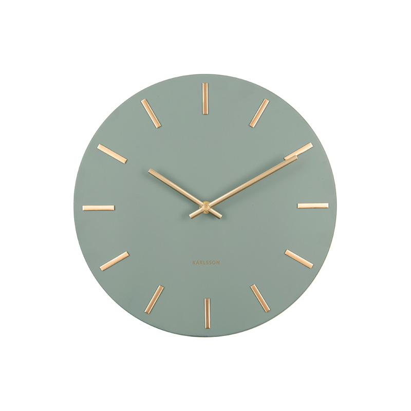 Horloge murale modèle métal blanc, aiguilles dorées