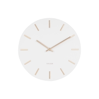 Horloge murale modèle métal blanc, aiguilles dorées