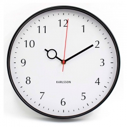 Horloge murale noire, cadran blanc, aiguilles noires