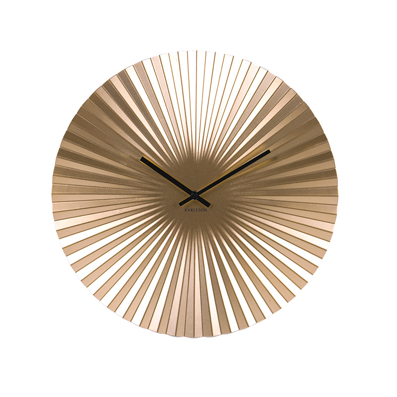 Horloge murale noire en acier, forme d'éventail japonais