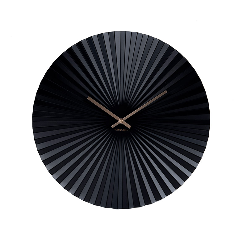 Horloge murale noire en acier, forme d'éventail japonais