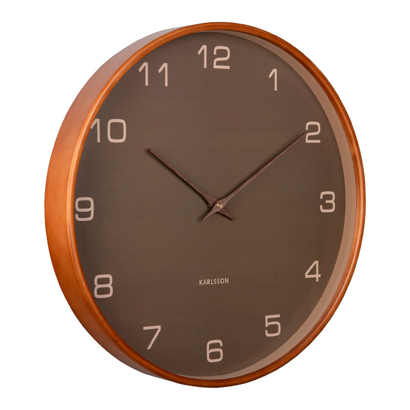 Horloge murale placage en bois et cadran beige