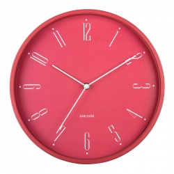 Horloge murale ronde, couleur bois de rose, en plastique