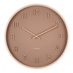 Horloge murale ronde en noir et bois de tilleul naturel, chiffres en relief