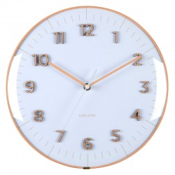 Horloge murale ronde noir, cadran bombé et chiffres en bois naturel