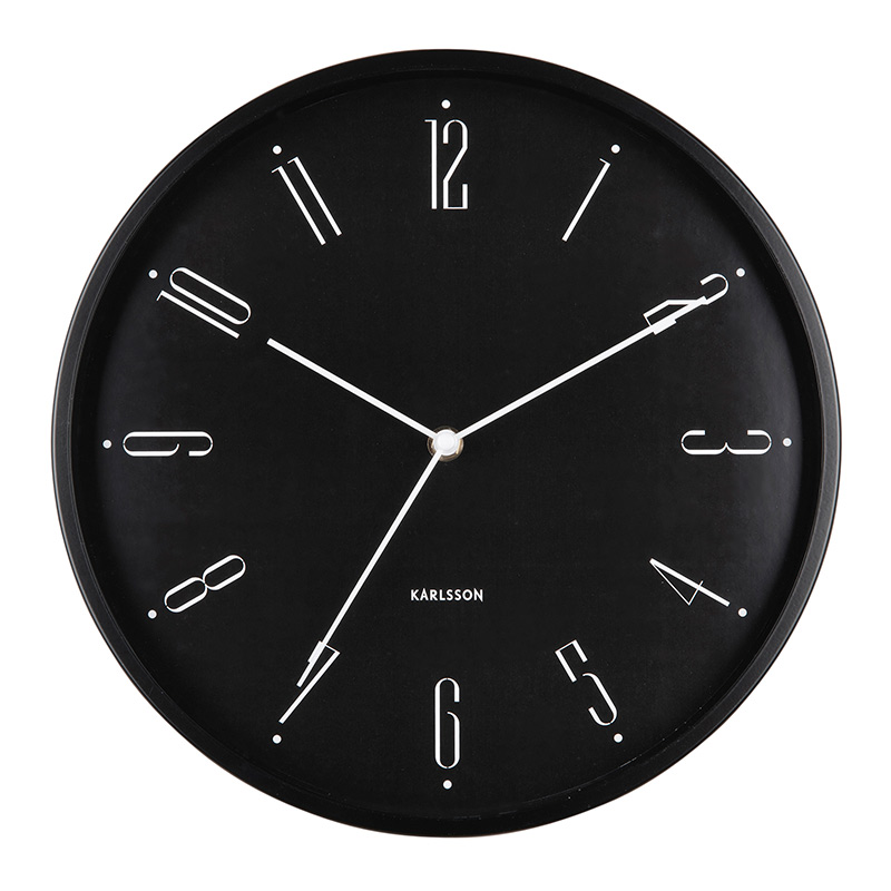 Horloge murale ronde noire en plastique