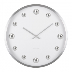 Horloge murale Shiny Dots blanc et argenté brossé