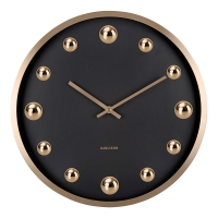 Horloge murale Shiny Dots noir et doré brossé