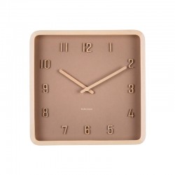 Horloge murale/table carré en noir et bois de tilleul naturel, chiffres en relief