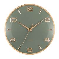 Horloge rétro en métal noir, index et contour dorés