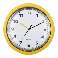 Horloge rétro murale ronde en métal jaune