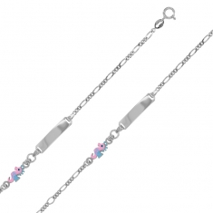 Identité bébé argent 925/1000 rhodié orné d'un hippocampe en émail rose et bleu