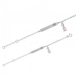 Identité bébé argent 925/1000 rhodié pendant lapin orné d'oxydes de zirconium
