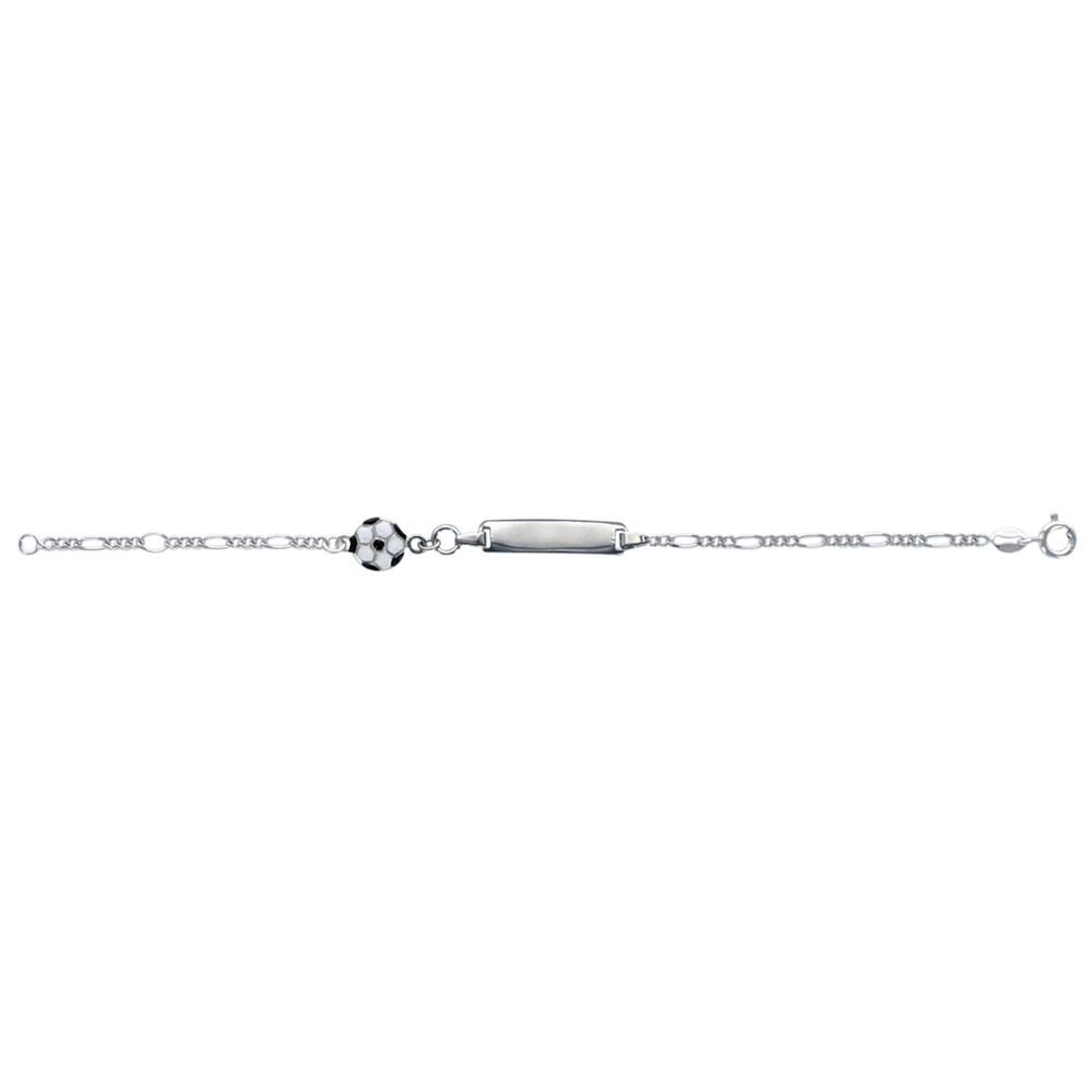 Identité bébé ballon de foot émaillé en argent 925/1000 rhodié
