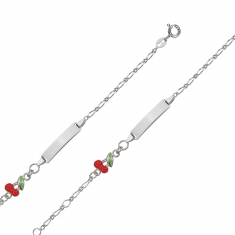 Identité bébé cerise, émail rouge, argent 925/1000 rhodié