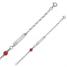 Identité bébé coccinelle en argent rhodié 925/1000 et émail