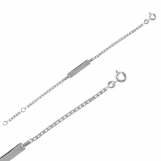Identité bébé maille rombo plaque rectangle en argent 925/1000 rhodié