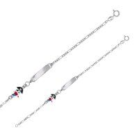 Identité bébé motif pirate, émail en argent 925/1000 rhodié