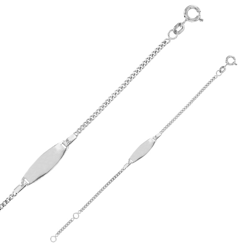 Identité bébé Or 375/1000 plaque ovale - maille gourmette