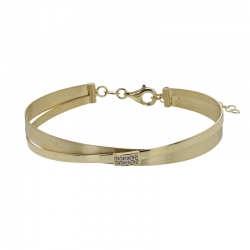 Jonc 2 rangs entrelacés avec oxydes en argent 925/1000 doré